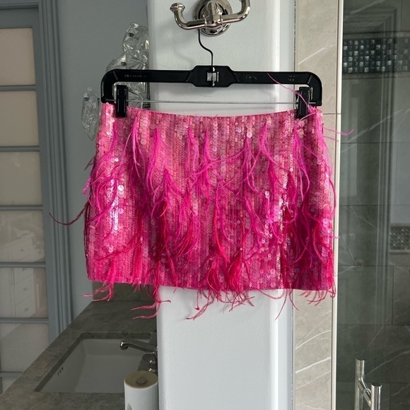 Retrofete Athana sequin feather-trim skirt - Picture 4 of 16